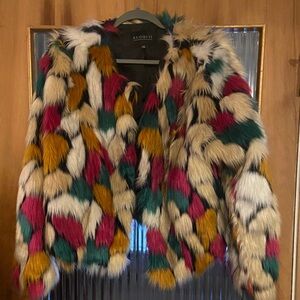 Eloquii Colorful Faux Fur Teddy Jacket